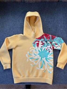 The Kit. Oversized Yellow Floral-Accent Hoodie Sweatshirt
Size: Small